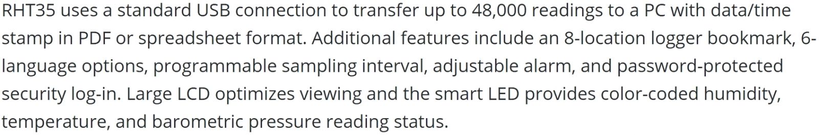 אוגר נתונים טמפרטורה EXTECH USB DATA LOGGER RTH35 48000